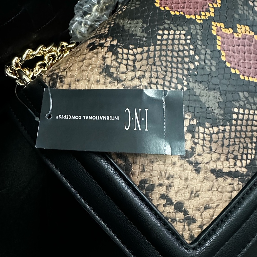 INC International Concepts Black and Tan Shoulder Bag